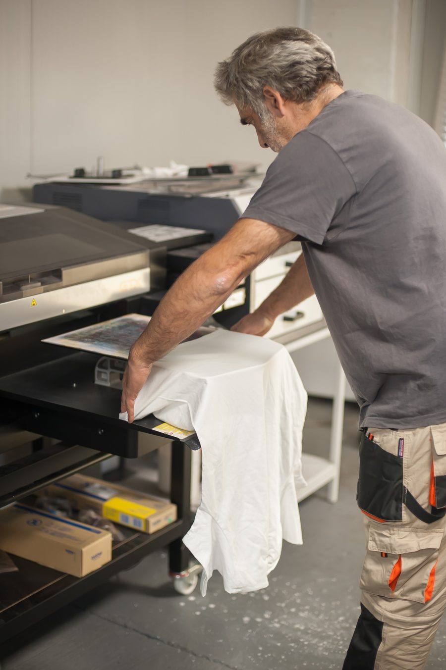 Direct-to-film printing on a white t-shirt